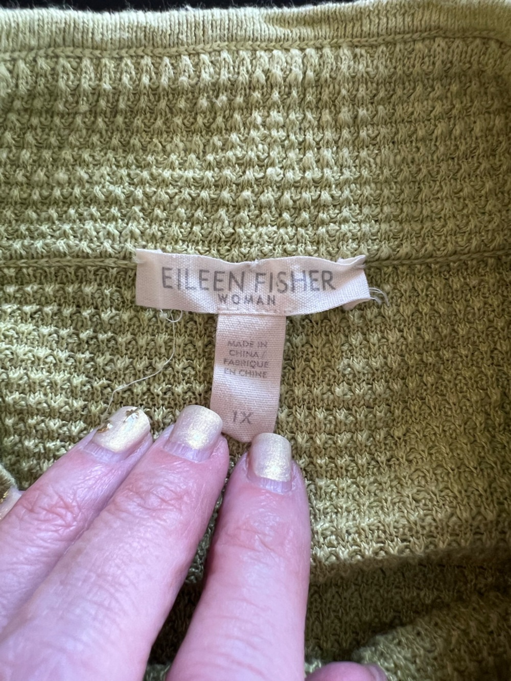 Eileen Fisher Organic Linen Cotton Textured Sweater Tunic Green Size 1X - Picture 2 of 10